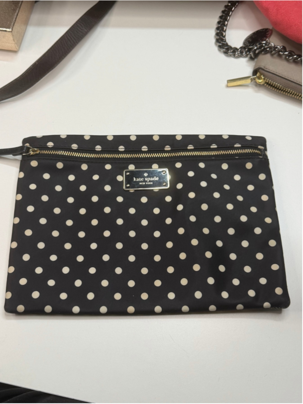 Women's Kate Spade Polka Dot Clutch One Size Black White